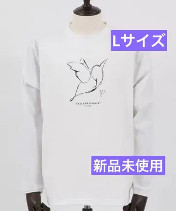 프린트 긴팔 T셔츠 화이트 L사이즈 새, 꾀꼬리