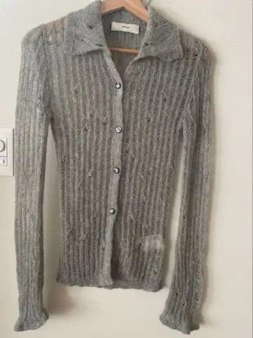 OHOTORO Feather Damage Cardigan 그레이