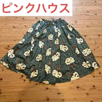 [ 핑크하우스 ] 스커트 꽃 플라워 그린 그린 계열