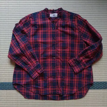 써니클라우드 빨간색 체크 프릴 블라우스 3L 사이즈 펠리시모