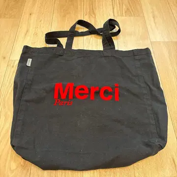 Merci 토트백 블랙 빨간색 로고