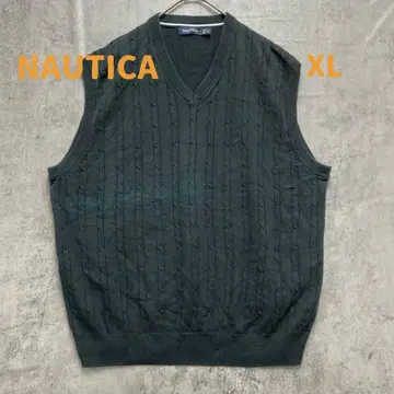 노티카 케이블 니트 베스트 다크 그레이 XL V넥 [ 6718 ]