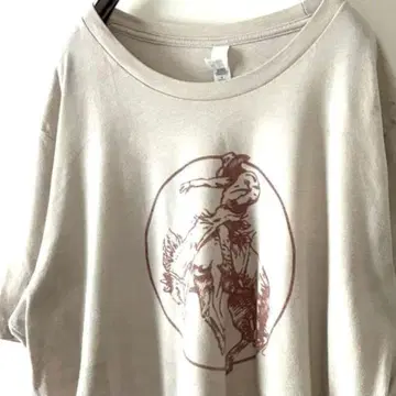 캔버스 카우보이 말 호스 T셔츠 L 베이지 구제 의류