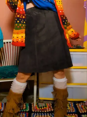 구제 의류 스웨이드 스커트