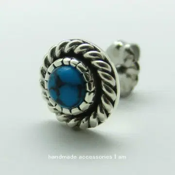 한쪽 귀용 터콰이즈 네이티브 스타일 스터드 귀걸이 실버 925 티타늄