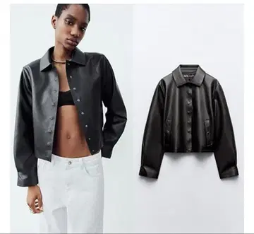 ZARA 인조 가죽 블루종 자켓 미사용
