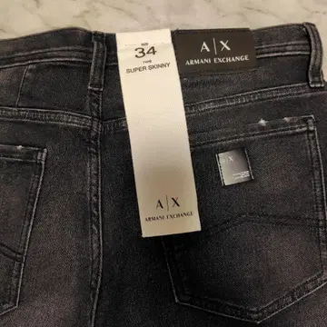 ARMANI EXCHANGE 34 스키니 데님 하의 블랙 새상품