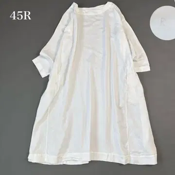 새상품급 45R 원피스 드롭 숄더 코튼 100 화이트 7부 기장