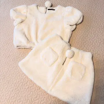 원스포 복슬복슬 퍼 셋업 화이트 토끼 코스프레