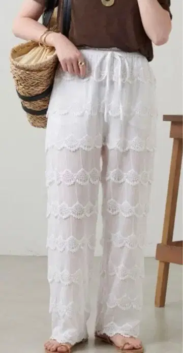 크링클크링클크링클 3Dpeacock embroiderypants