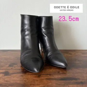 새상품급 오데뜨 앤 오딜 숏부츠 블랙 23.5cm 천연 가죽 스웨이드