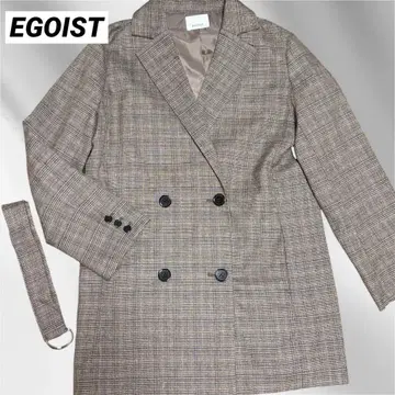 새상품급 EGOIST 에고이스트 체크 무늬 벨트 코트 자켓