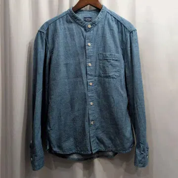 FLAT HEAD 플랫 헤드 헤링본 스탠드 카라 긴팔 셔츠 S