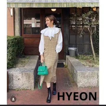 [컨디션 최상] HYEON 체크 슬리브리스 원피스