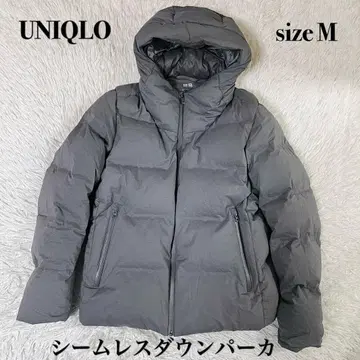 유니클로 심리스 다운 후드티 그레이 사이즈 M