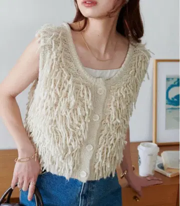 discoat 프린지 베스트 아이보리