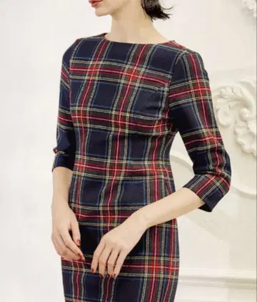 JENNE 프렌치 레트로 체크 원피스 배송비 포함