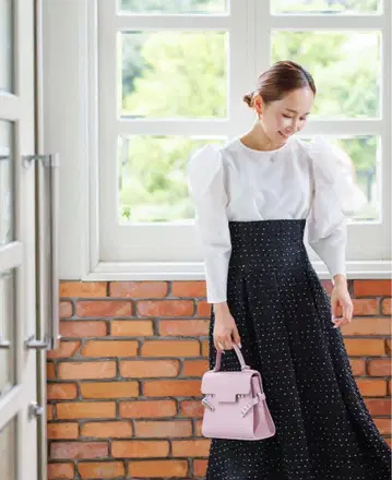 BLUELEA 블루레아 도트 트위드 스커트 38 블랙