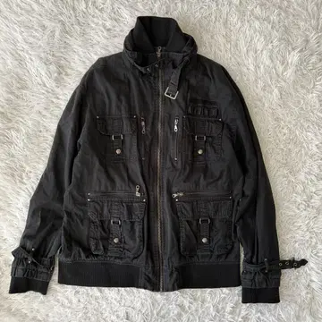 y2k 밀리터리 블루종 페이크 레이어드 지퍼 기믹 4L