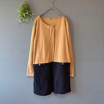 탑밸류 [L] 고급 내추럴 얇은 소재 라메 가공 니트 도킹 튜닉