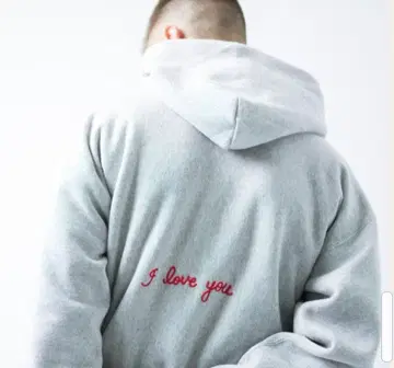 론 헤르만 챔피온 I love you 자수 후드티 베이지