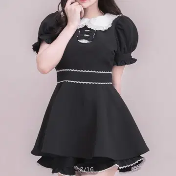 pium 라운드 카라 리본 도리 셋업 블랙