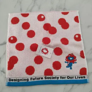 미야쿠미야쿠 빨간색 도트 자수 타월 손수건