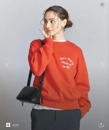 뷰티앤유스 자수 로고 크루넥 니트 풀오버