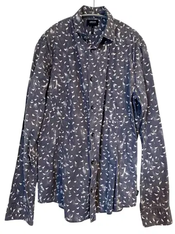 ARMANI JEANS 새 무늬 긴팔 셔츠 그레이