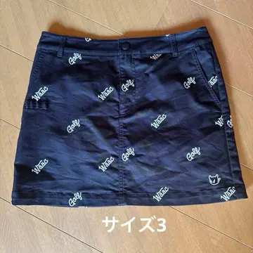 WAAC 블랙 로고 자수 미니 스커트