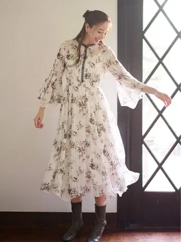 플라워 프린트 플레어 원피스