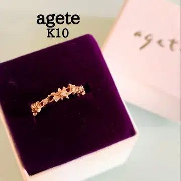 agete K10 골드 다이아 플라워 시스루 보타니컬 반지 7호