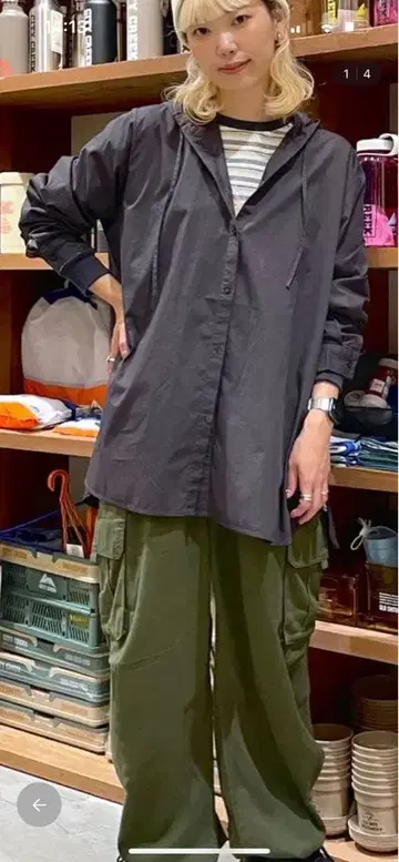 니코앤드 프론트 버튼 후드 셔츠