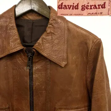 david gerard 천연 가죽 지퍼 자켓 가죽 빈티지 프랑스제