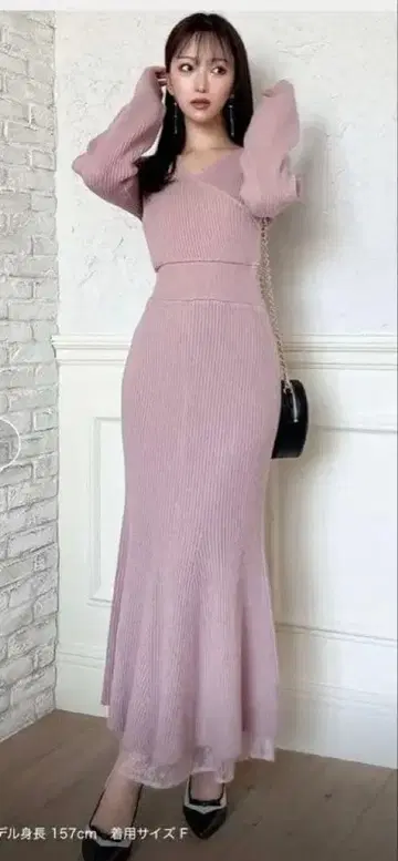 RESEXXY 핑크 니트 롱 원피스