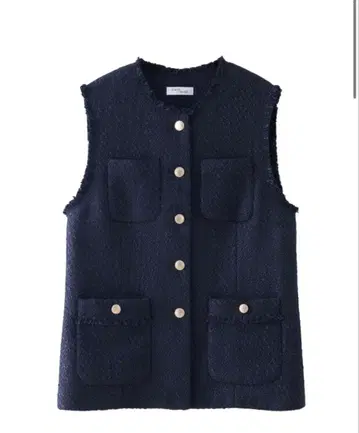 STATE OF MIND 트위드 베스트 네이비