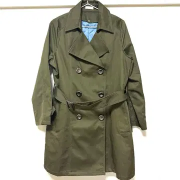 새상품급 올리브 그린 더블 브레스트 트렌치코트