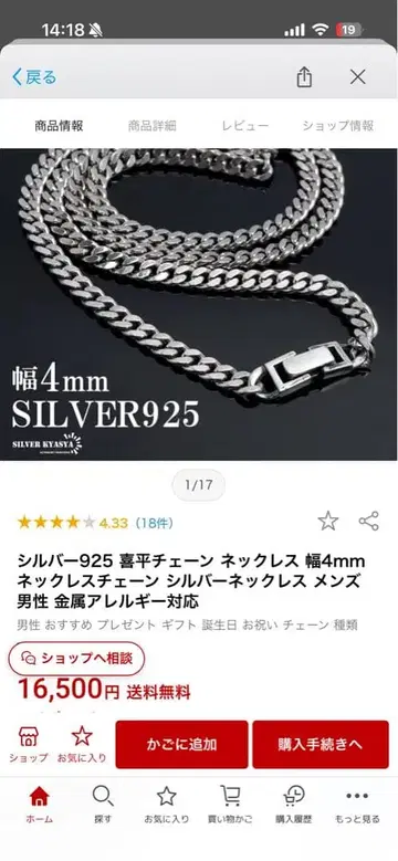 Silver Kyasya 키헤이 체인 목걸이