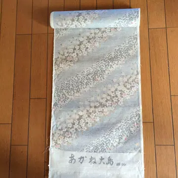 블루 계열 꽃무늬 명주 옷감 약 10m