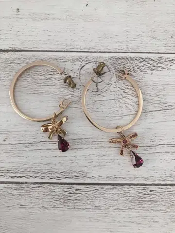 골드 후프 귀걸이 리본 포함