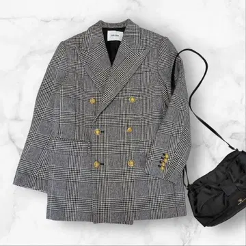 새상품급 하운트 골드 버튼 더블 브레스트 자켓 글렌체크