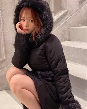 벨트 포함 퍼 다운 코트[kd13] GRL