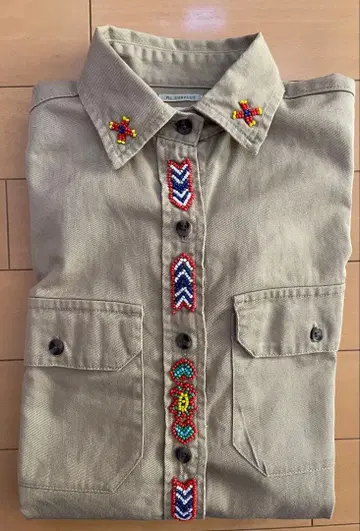 랄프 로렌 denim &supply 비즈 자수 베이지 긴팔 셔츠