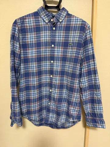 LACOSTE 블루 계열 체크 긴팔 셔츠 US S/M