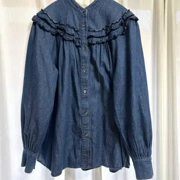 쉽스 SHIPS 데님 프릴 블라우스