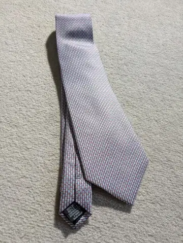 그레이/빨간색 스트라이프 체크 무늬 넥타이