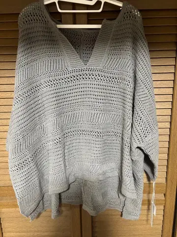 ayane 그레이 시스루 니트 스웨터 38