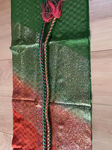 오비 장식 천 녹색과 빨간색의 그라데이션