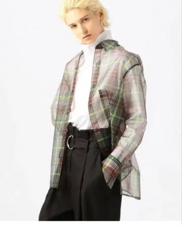 CABaN 캐번 폴리에스테르 오간자 체크 셔츠 S