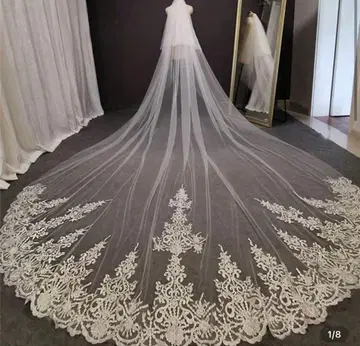 롱 웨딩 베일 화이트